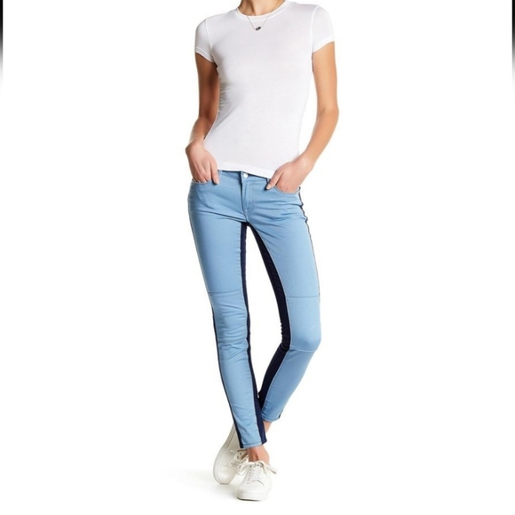 GENETIC DENIM Low Rise Blue Hyde Super Royal Two-tone Skinny - Picture 3 of 16